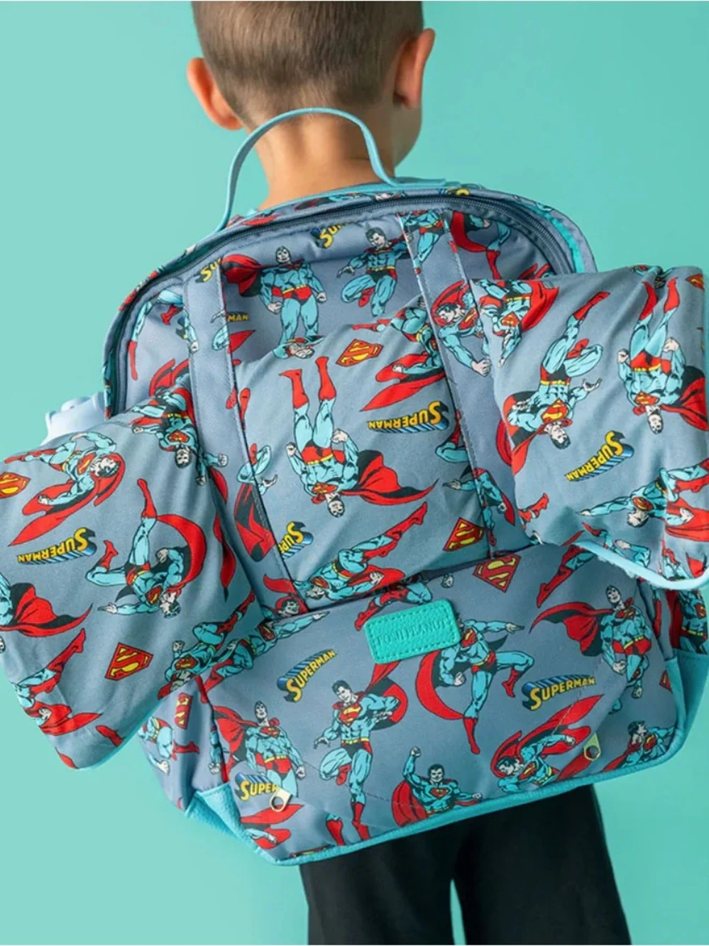 Posh Peanut Superman Kids Backpack - Blue Superhero Print